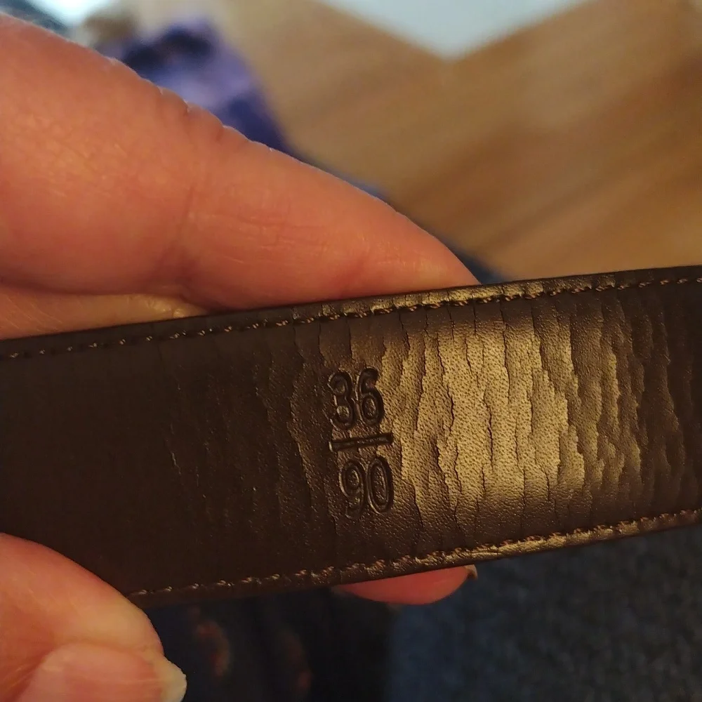 - -Brown croc leather belt with genuine silver decorative plaques and buckl…